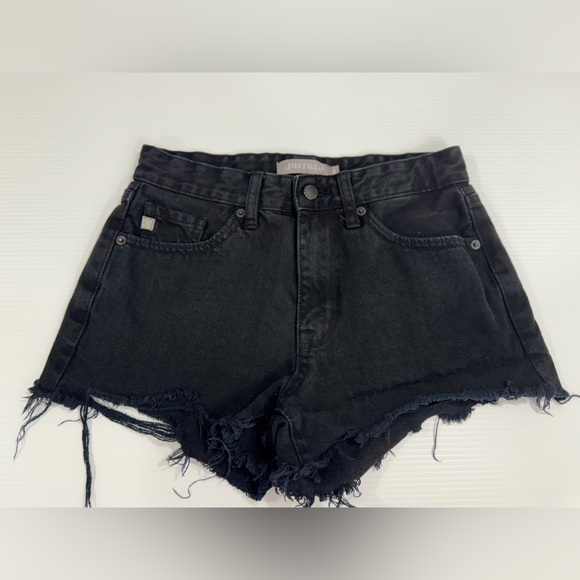 Edgy Black Denim Cutoff Shorts Sz. Small - Picture 1 of 10